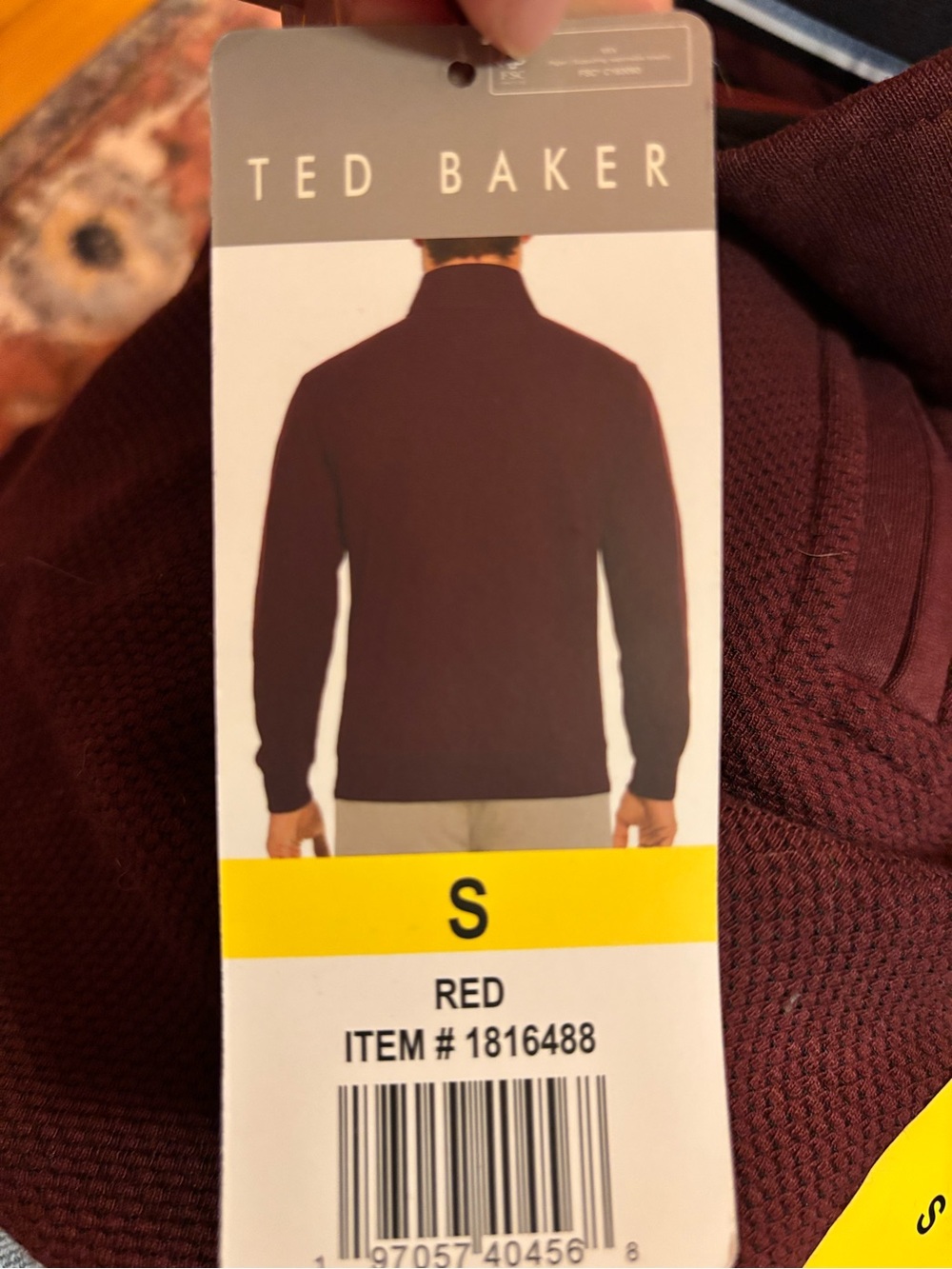 Ted Baker Men's Dark Red Turtleneck Sweater